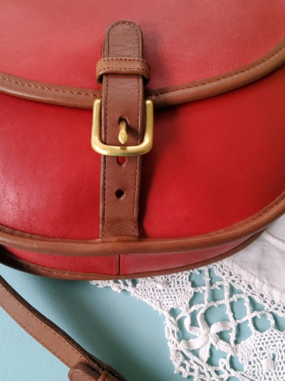 Vintage Coach Riding Spectator Crossbody in Red and Tan 6851 + Bag - Picture 4 of 13